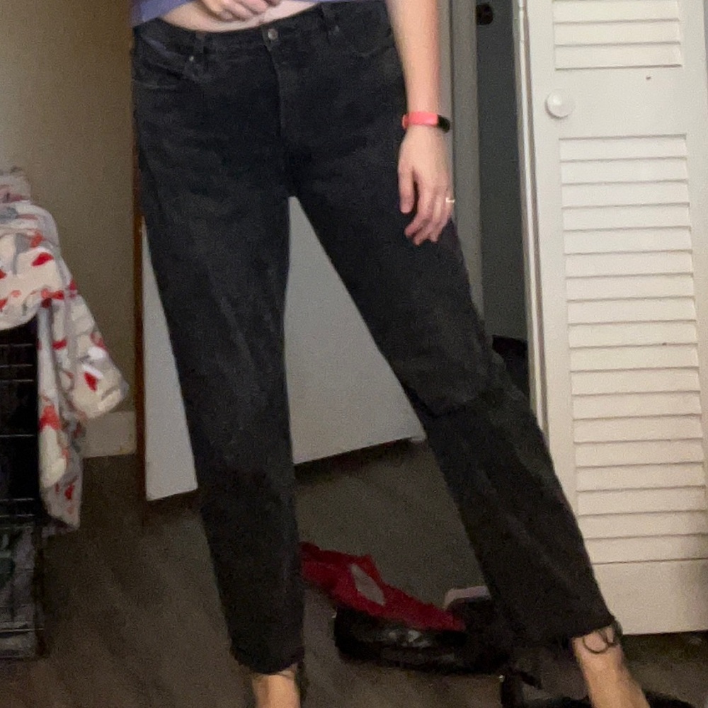Old Navy Extra High Rise Sky High Straight Black Jeans